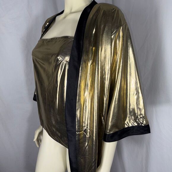 Vintage 80s Rob Hill for Mister Jay Gold Metallic Lamé Twinset Jacket & Tank | D - Picture 5 of 12